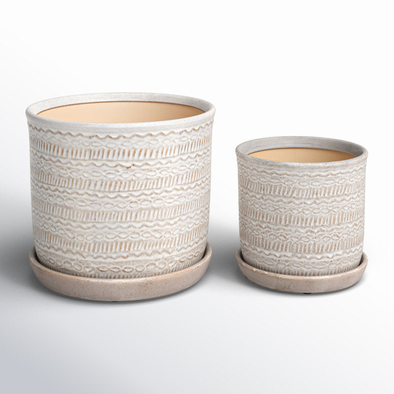 Modern Indoor or Outdoor Ceramic Planter (Set of 2)