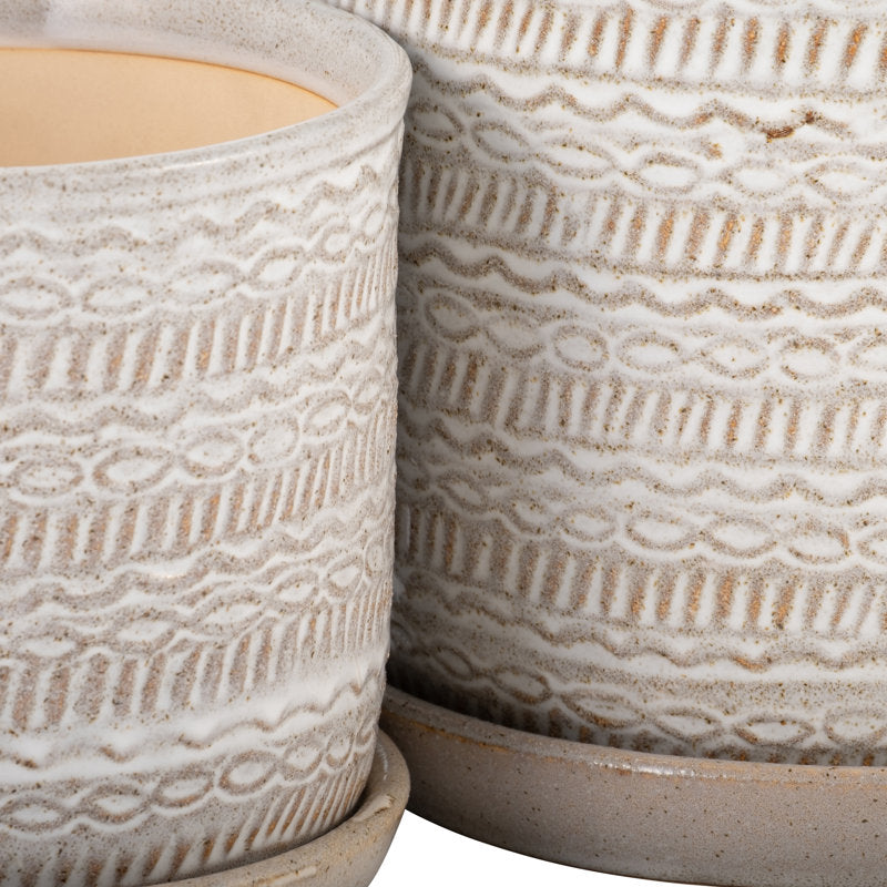Modern Indoor or Outdoor Ceramic Planter (Set of 2)