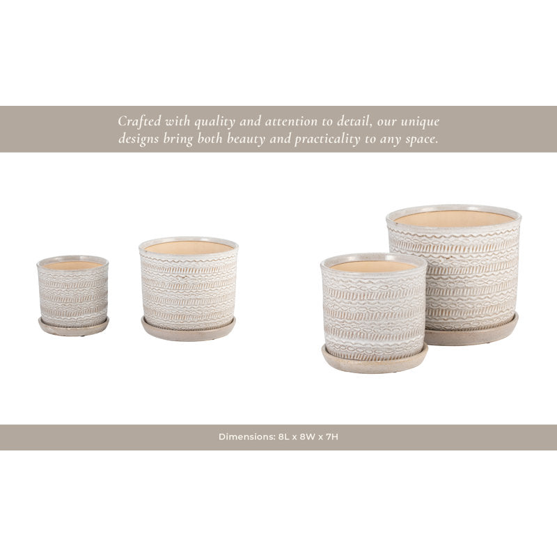 Modern Indoor or Outdoor Ceramic Planter (Set of 2)