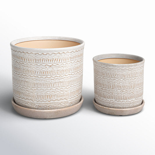 Modern Indoor or Outdoor Ceramic Planter (Set of 2)